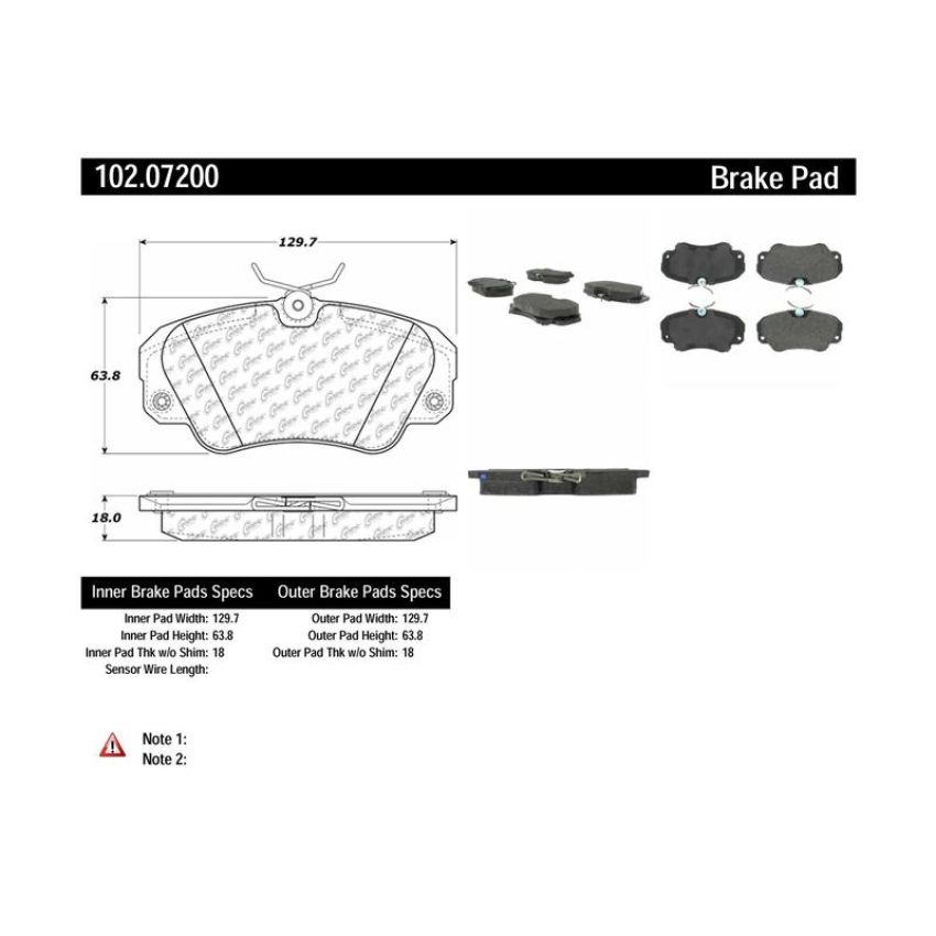 CENTRIC PARTS 102.07200 C-Tek Semi-Metallic Brake Pads with Shims