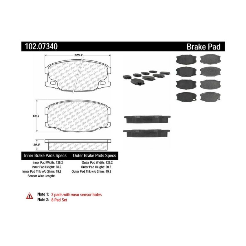 CENTRIC PARTS 102.07340 C-Tek Semi-Metallic Brake Pads with Shims