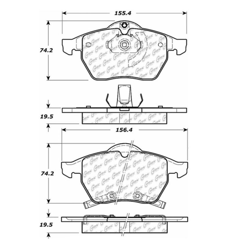 CENTRIC PARTS 102.07360 C-Tek Semi-Metallic Brake Pads with Shims