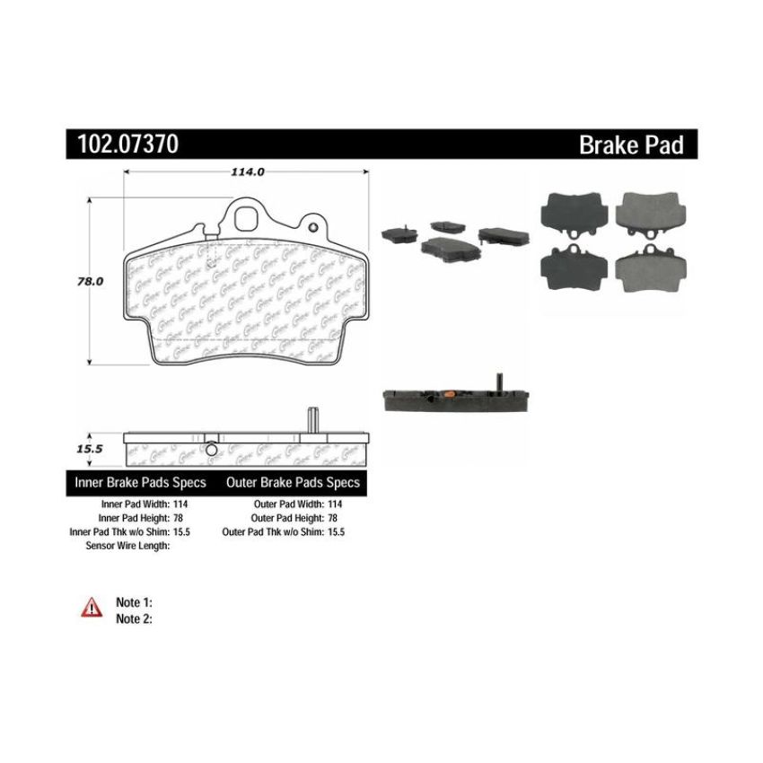 CENTRIC PARTS 102.07370 C-Tek Semi-Metallic Brake Pads with Shims