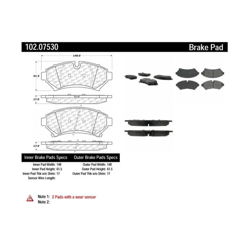 CENTRIC PARTS 102.07530 C-Tek Semi-Metallic Brake Pads with Shims
