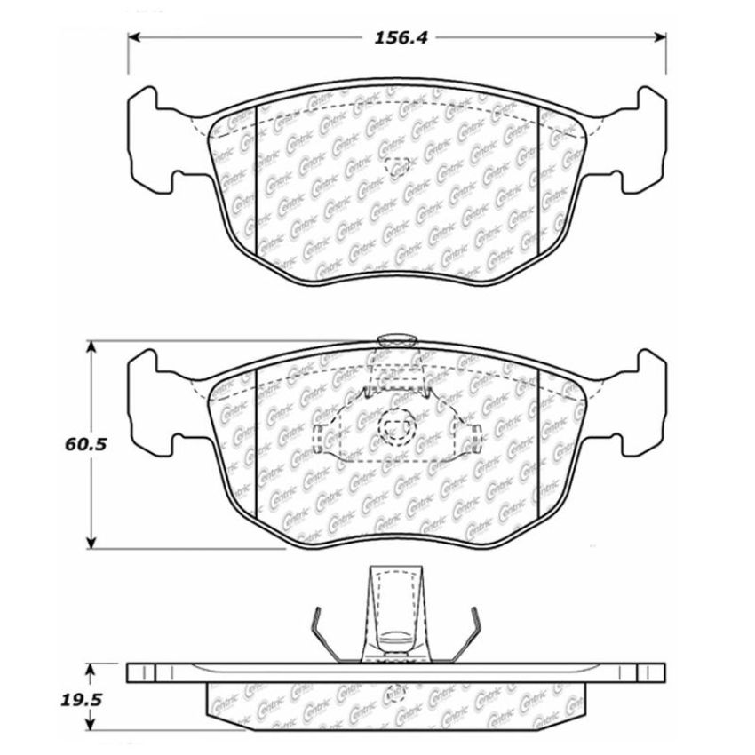 CENTRIC PARTS 102.07620 C-Tek Semi-Metallic Brake Pads with Shims