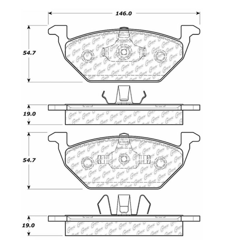 CENTRIC PARTS 102.07680 C-Tek Semi-Metallic Brake Pads with Shims