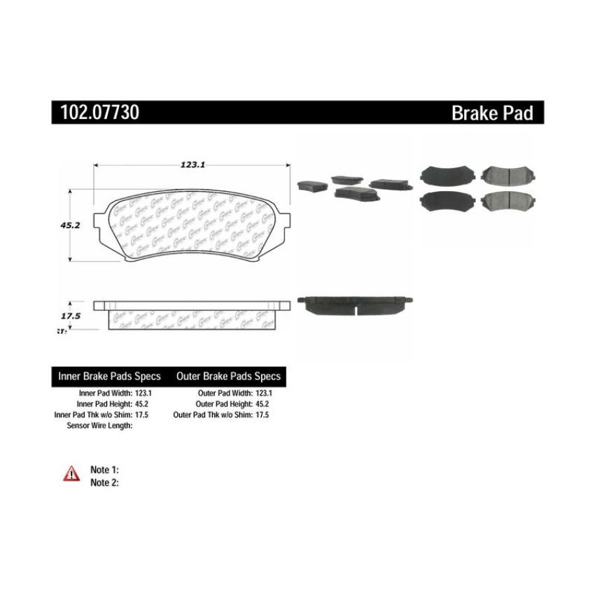 CENTRIC PARTS 102.07730 C-Tek Semi-Metallic Brake Pads with Shims