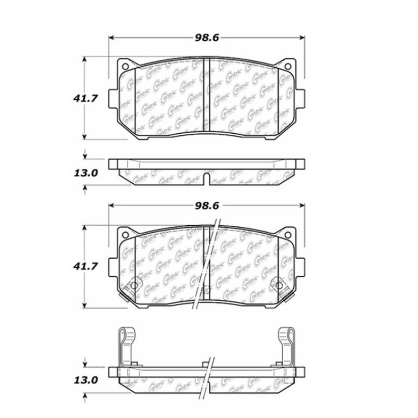 CENTRIC PARTS 102.07750 C-Tek Semi-Metallic Brake Pads with Shims