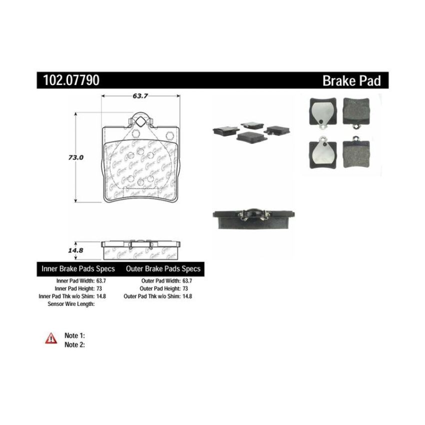 CENTRIC PARTS 102.07790 C-Tek Semi-Metallic Brake Pads with Shims