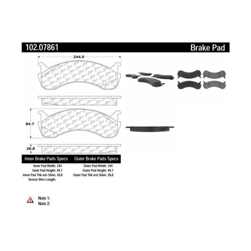 CENTRIC PARTS 102.07861 C-Tek Semi-Metallic Brake Pads with Shims