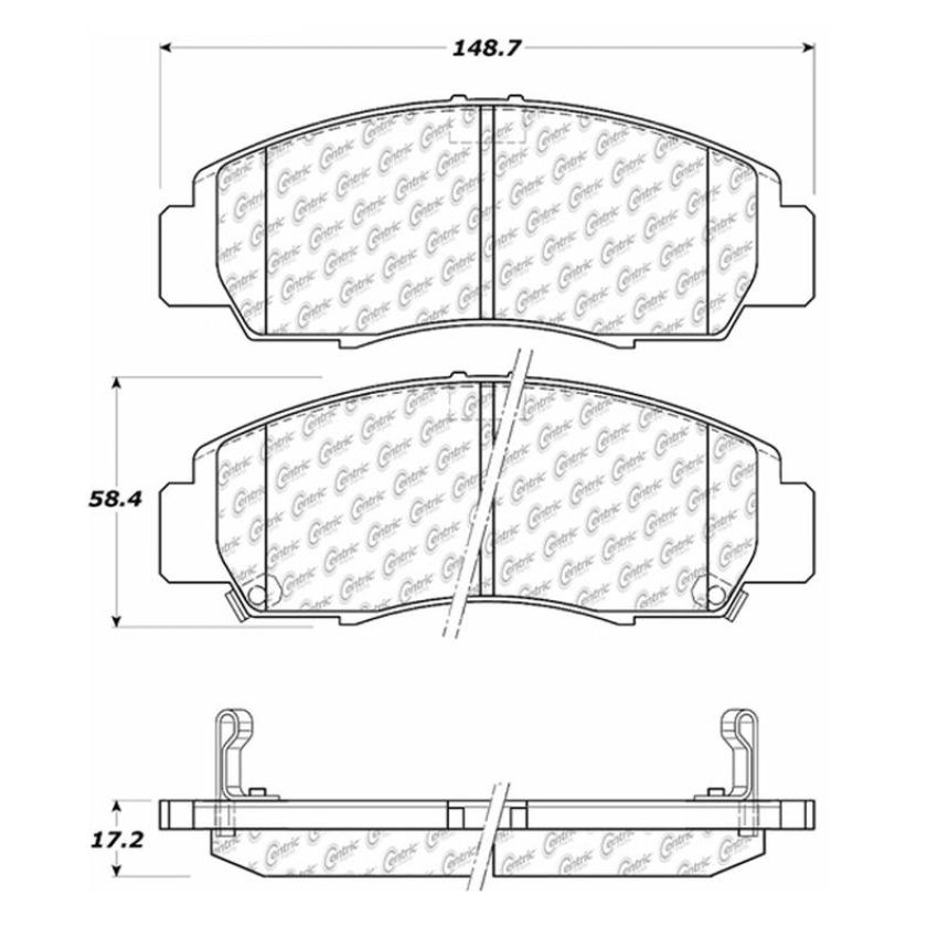 CENTRIC PARTS 102.07870 C-Tek Semi-Metallic Brake Pads with Shims