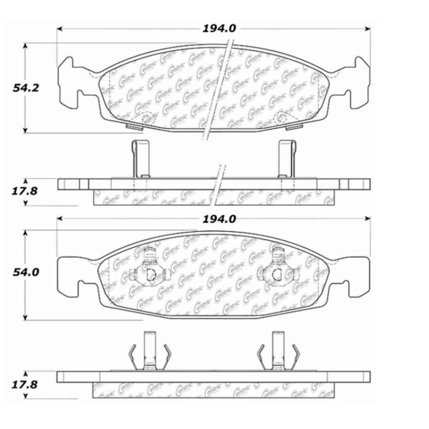 CENTRIC PARTS 102.07900 C-Tek Semi-Metallic Brake Pads with Shims