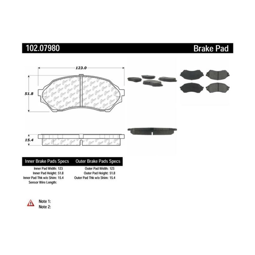 CENTRIC PARTS 102.07980 C-Tek Semi-Metallic Brake Pads with Shims