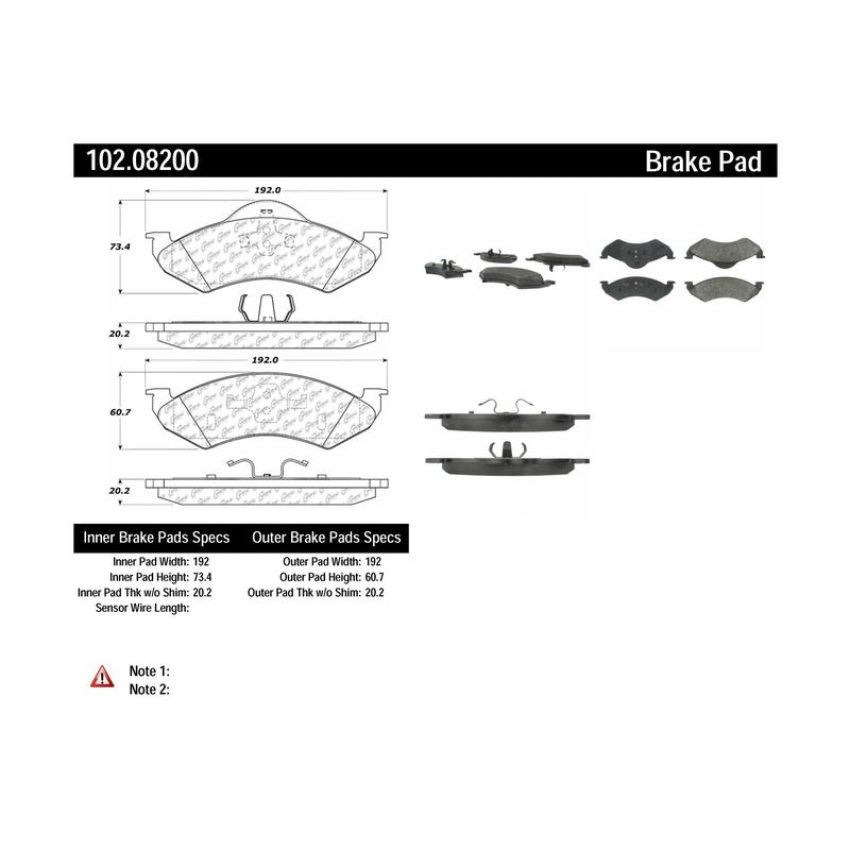 CENTRIC PARTS 102.08200 C-Tek Semi-Metallic Brake Pads with Shims