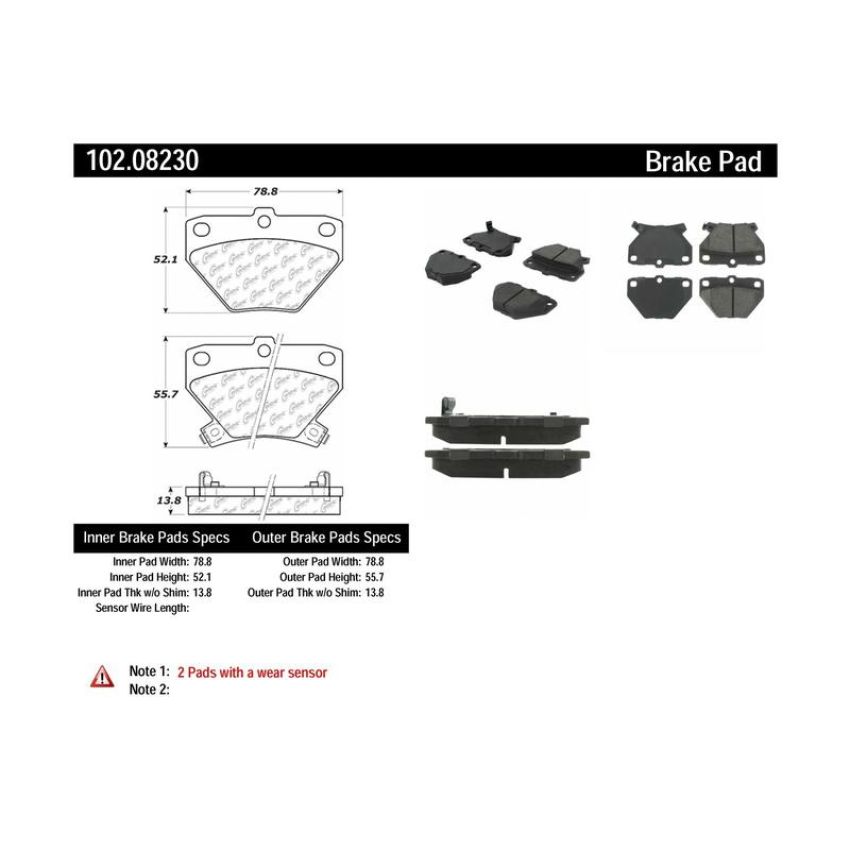 CENTRIC PARTS 102.08230 C-Tek Semi-Metallic Brake Pads with Shims