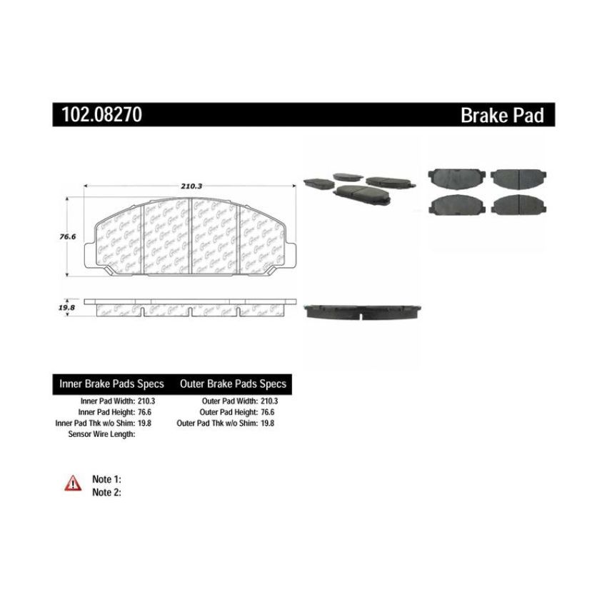 CENTRIC PARTS 102.08270 C-Tek Semi-Metallic Brake Pads with Shims