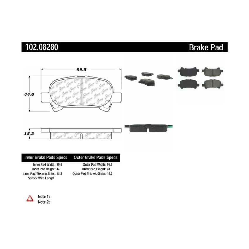 CENTRIC PARTS 102.08280 C-Tek Semi-Metallic Brake Pads with Shims