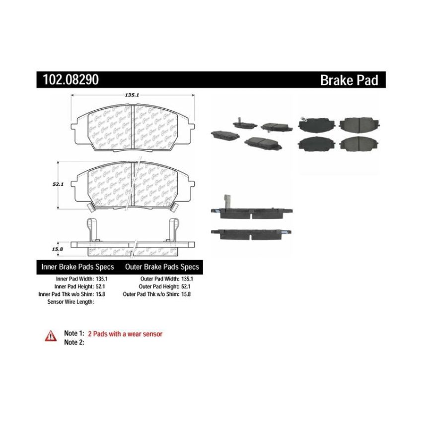 CENTRIC PARTS 102.08290 C-Tek Semi-Metallic Brake Pads with Shims
