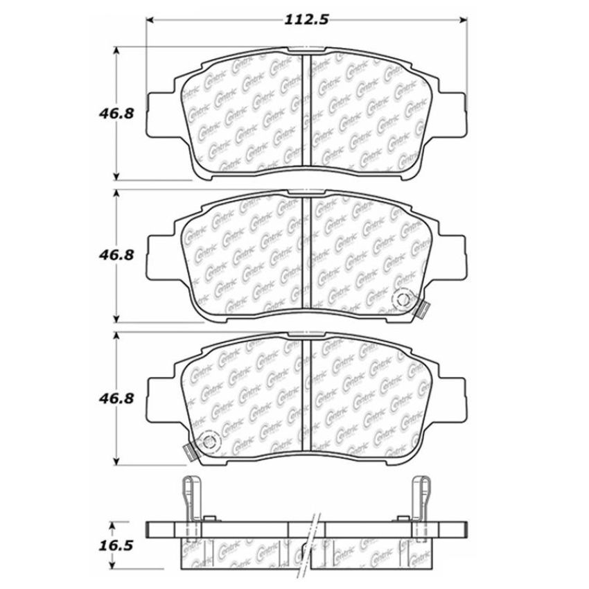 CENTRIC PARTS 102.08310 C-Tek Semi-Metallic Brake Pads with Shims