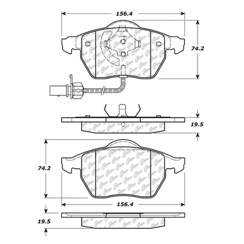 CENTRIC PARTS 102.08400 C-Tek Semi-Metallic Brake Pads with Shims