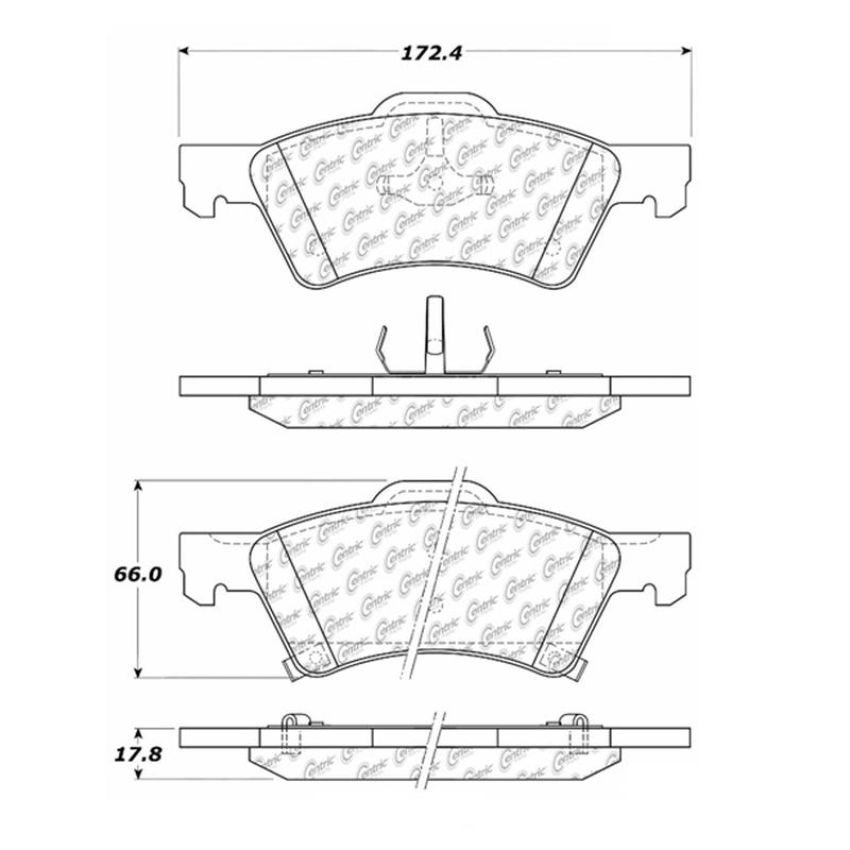 CENTRIC PARTS 102.08570 C-Tek Semi-Metallic Brake Pads with Shims