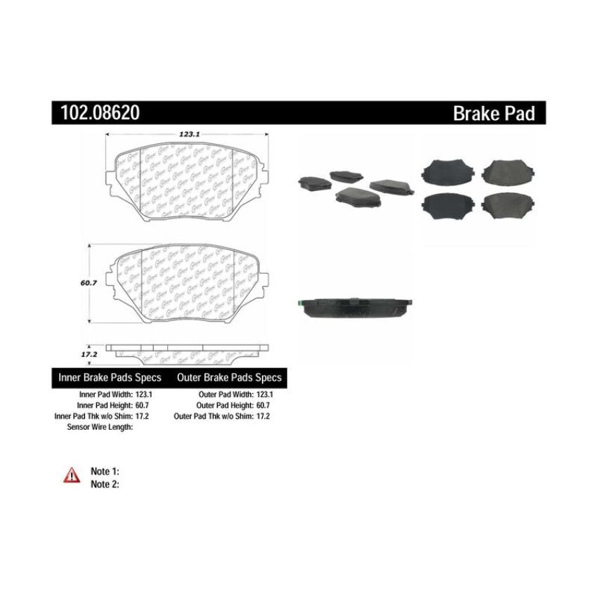 CENTRIC PARTS 102.08620 C-Tek Semi-Metallic Brake Pads with Shims