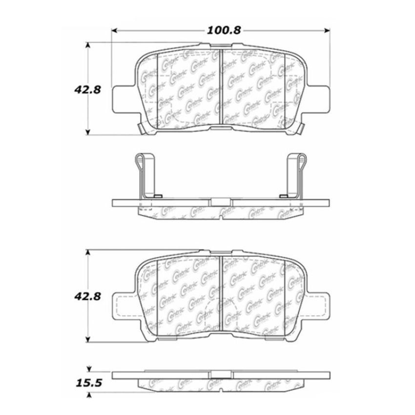 CENTRIC PARTS 102.08650 C-Tek Semi-Metallic Brake Pads with Shims