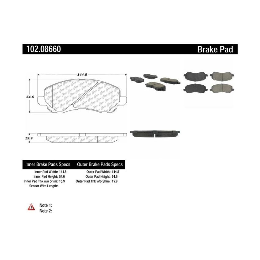 CENTRIC PARTS 102.08660 C-Tek Semi-Metallic Brake Pads with Shims