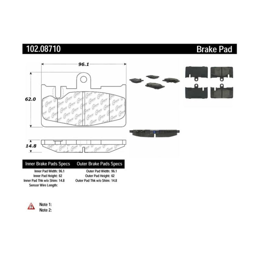 CENTRIC PARTS 102.08710 C-Tek Semi-Metallic Brake Pads with Shims
