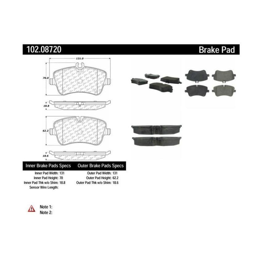 CENTRIC PARTS 102.08720 C-Tek Semi-Metallic Brake Pads with Shims