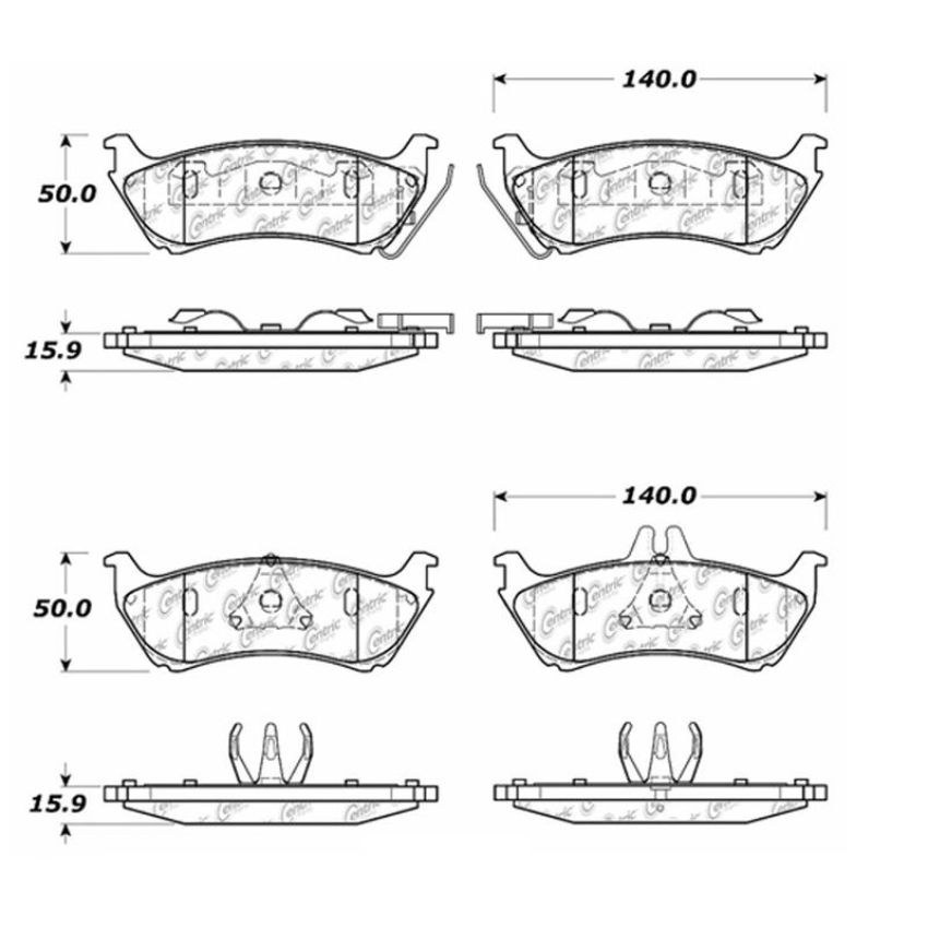 CENTRIC PARTS 102.08750 C-Tek Semi-Metallic Brake Pads with Shims