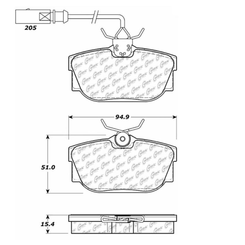 CENTRIC PARTS 102.08771 C-Tek Semi-Metallic Brake Pads with Shims