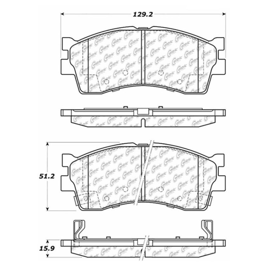 CENTRIC PARTS 102.08890 C-Tek Semi-Metallic Brake Pads with Shims