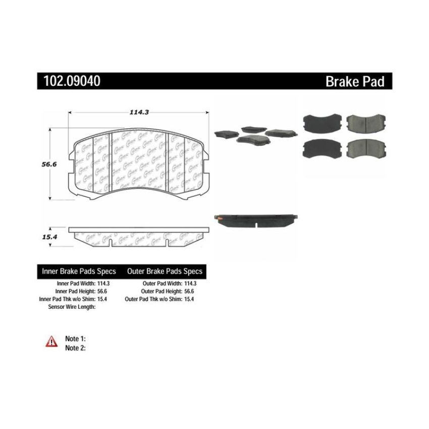 CENTRIC PARTS 102.09040 C-Tek Semi-Metallic Brake Pads with Shims