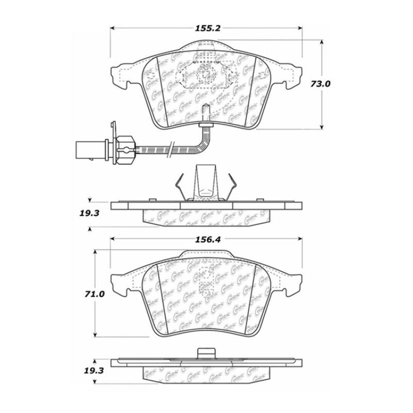 CENTRIC PARTS 102.09150 C-Tek Semi-Metallic Brake Pads with Shims