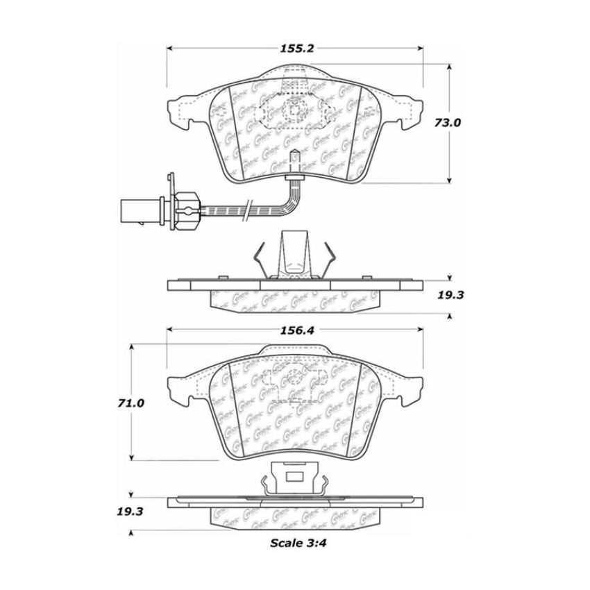 CENTRIC PARTS 102.09151 C-Tek Semi-Metallic Brake Pads with Shims