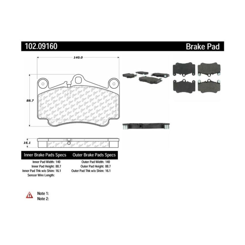 CENTRIC PARTS 102.09160 C-Tek Semi-Metallic Brake Pads with Shims