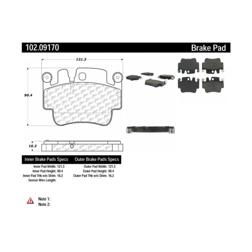 CENTRIC PARTS 102.09170 C-Tek Semi-Metallic Brake Pads with Shims