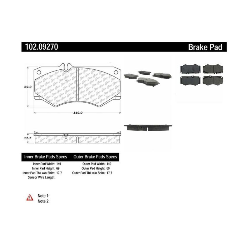 CENTRIC PARTS 102.09270 C-Tek Semi-Metallic Brake Pads with Shims
