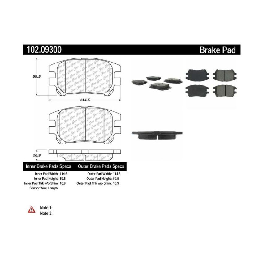 CENTRIC PARTS 102.09300 C-Tek Semi-Metallic Brake Pads with Shims