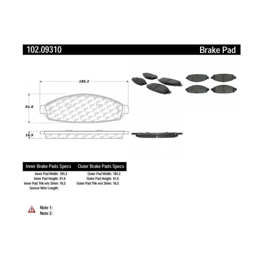 CENTRIC PARTS 102.09310 C-Tek Semi-Metallic Brake Pads with Shims