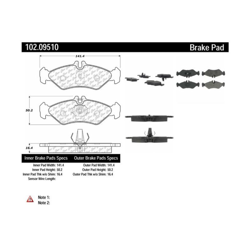 CENTRIC PARTS 102.09510 C-Tek Semi-Metallic Brake Pads with Shims