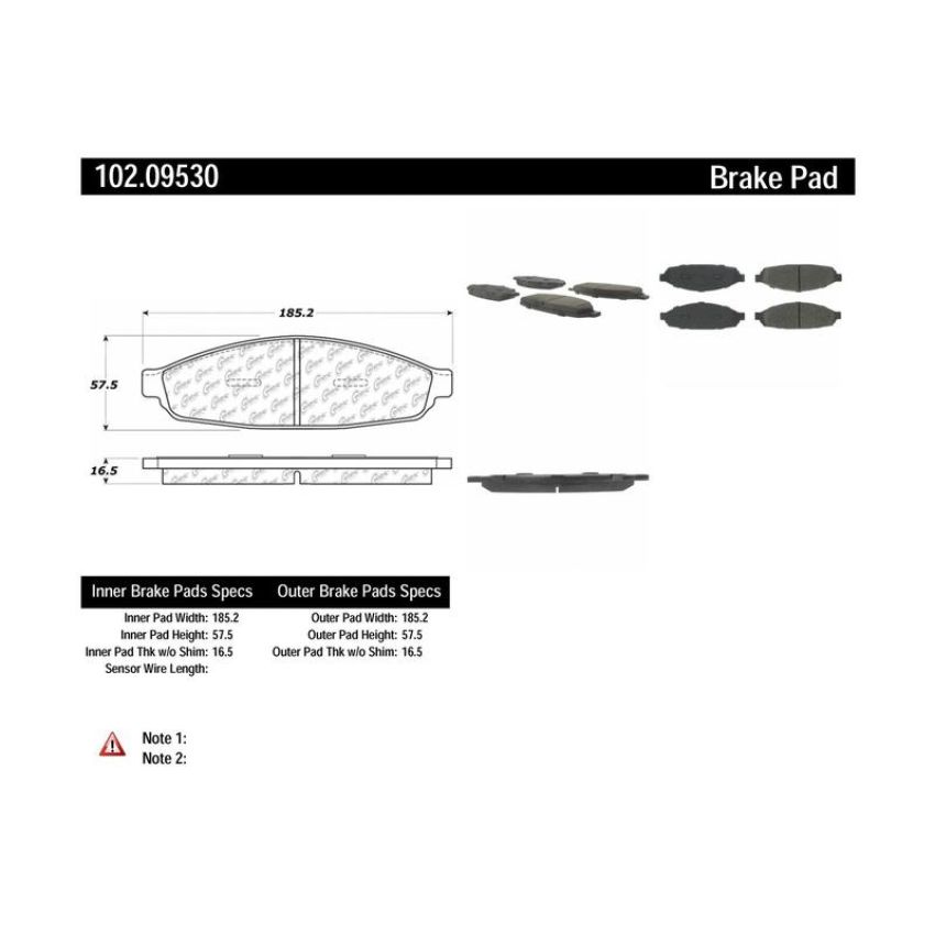 CENTRIC PARTS 102.09530 C-Tek Semi-Metallic Brake Pads with Shims