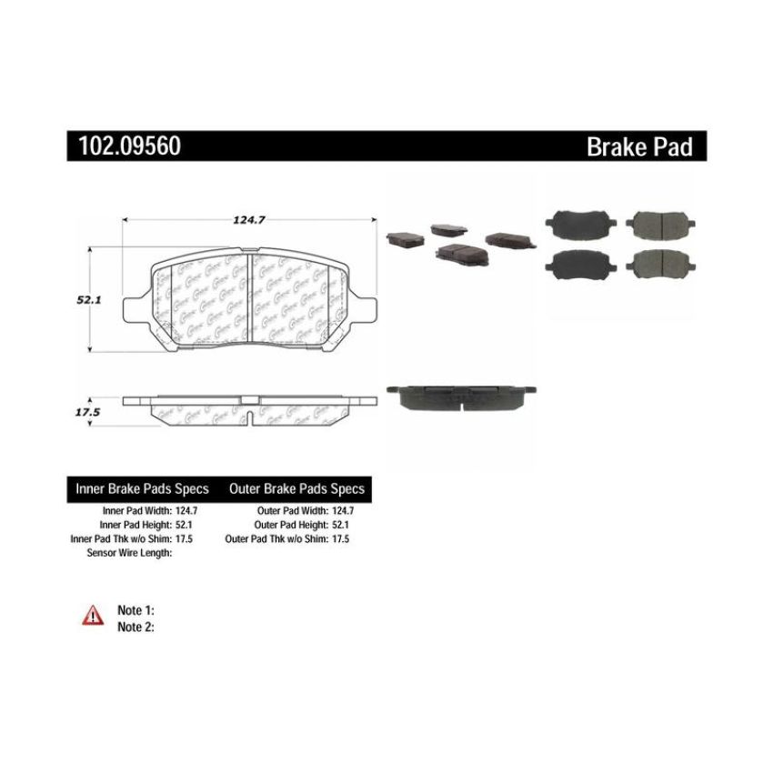 CENTRIC PARTS 102.09560 C-Tek Semi-Metallic Brake Pads with Shims