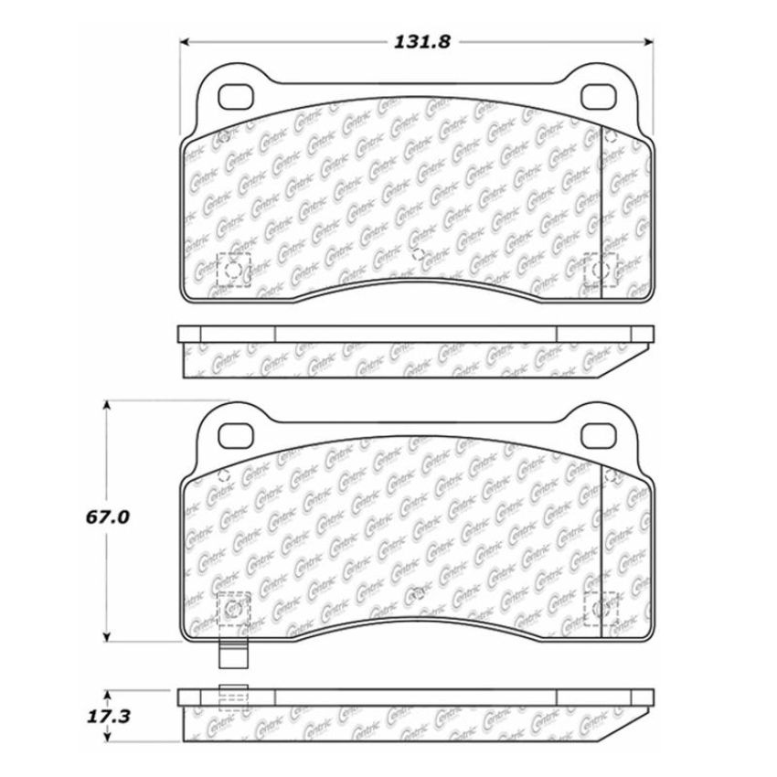 CENTRIC PARTS 102.09680 C-Tek Semi-Metallic Brake Pads with Shims