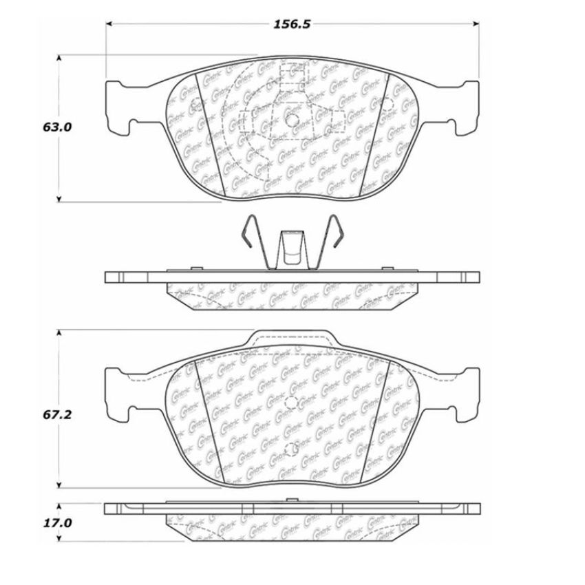 CENTRIC PARTS 102.09700 C-Tek Semi-Metallic Brake Pads with Shims