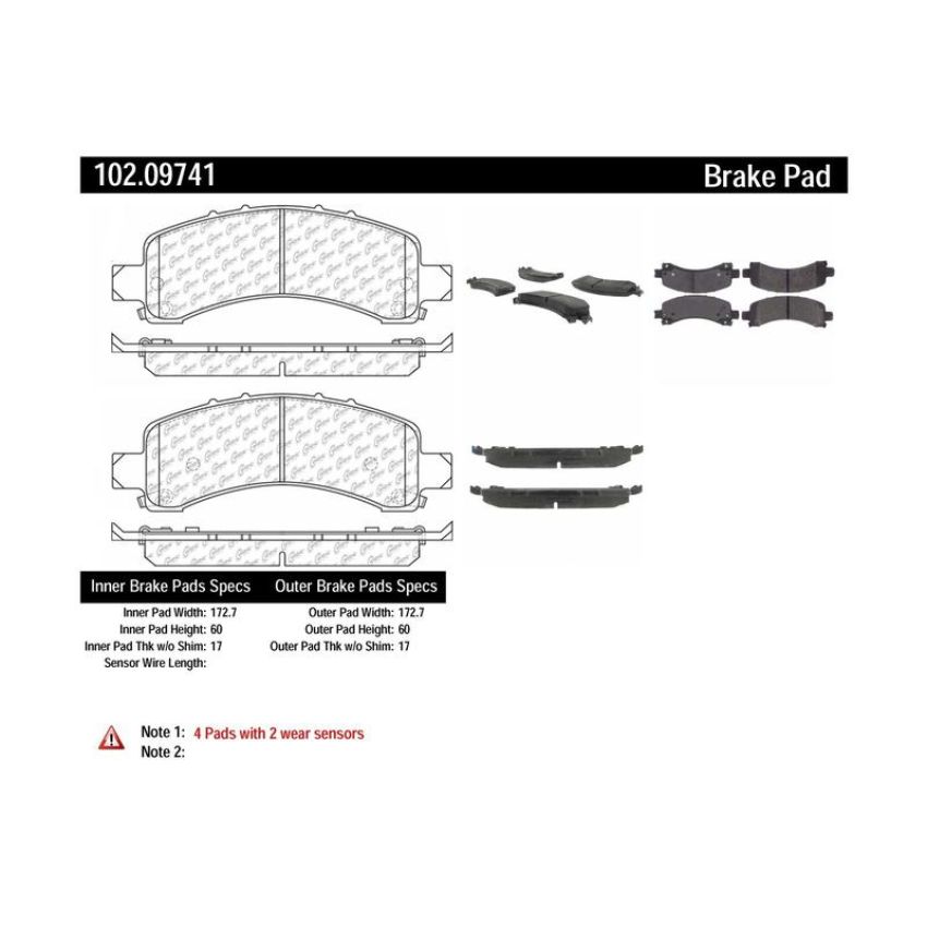 CENTRIC PARTS 102.09741 C-Tek Semi-Metallic Brake Pads with Shims