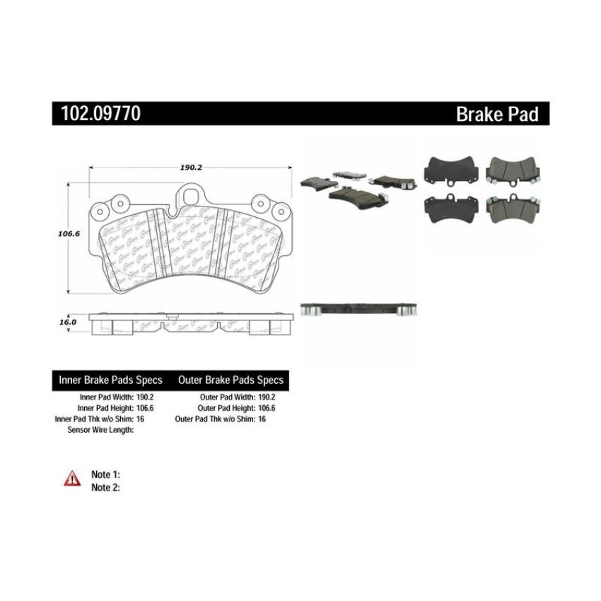 CENTRIC PARTS 102.09770 C-Tek Semi-Metallic Brake Pads with Shims