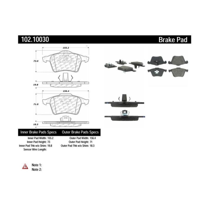 CENTRIC PARTS 102.10030 C-Tek Semi-Metallic Brake Pads with Shims