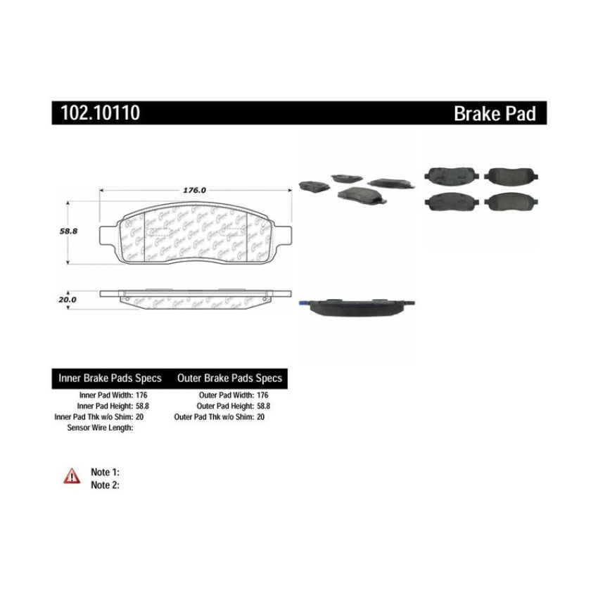 CENTRIC PARTS 102.10110 C-Tek Semi-Metallic Brake Pads with Shims