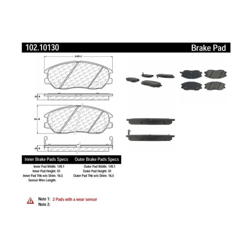CENTRIC PARTS 102.10130 C-Tek Semi-Metallic Brake Pads with Shims