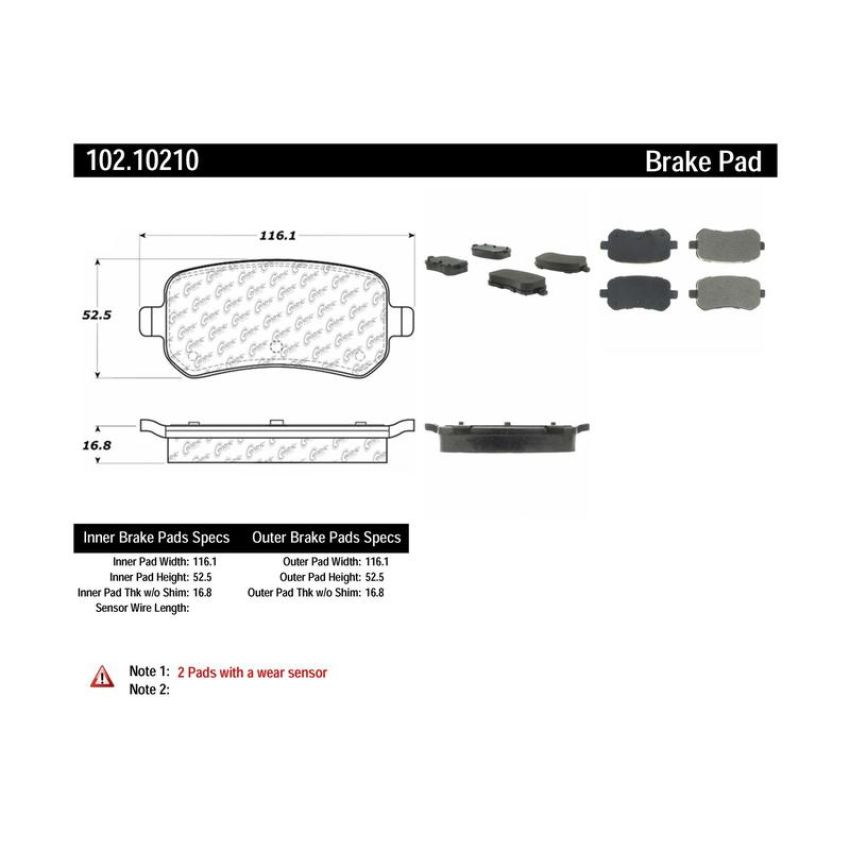 CENTRIC PARTS 102.10210 C-Tek Semi-Metallic Brake Pads with Shims