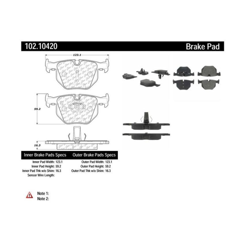 CENTRIC PARTS 102.10420 C-Tek Semi-Metallic Brake Pads with Shims